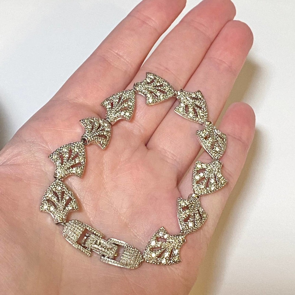 Christian Dior Silver Crystal Rhinestone Logo Filigree ICY BLING Chain Bracelet - Picture 10 of 12